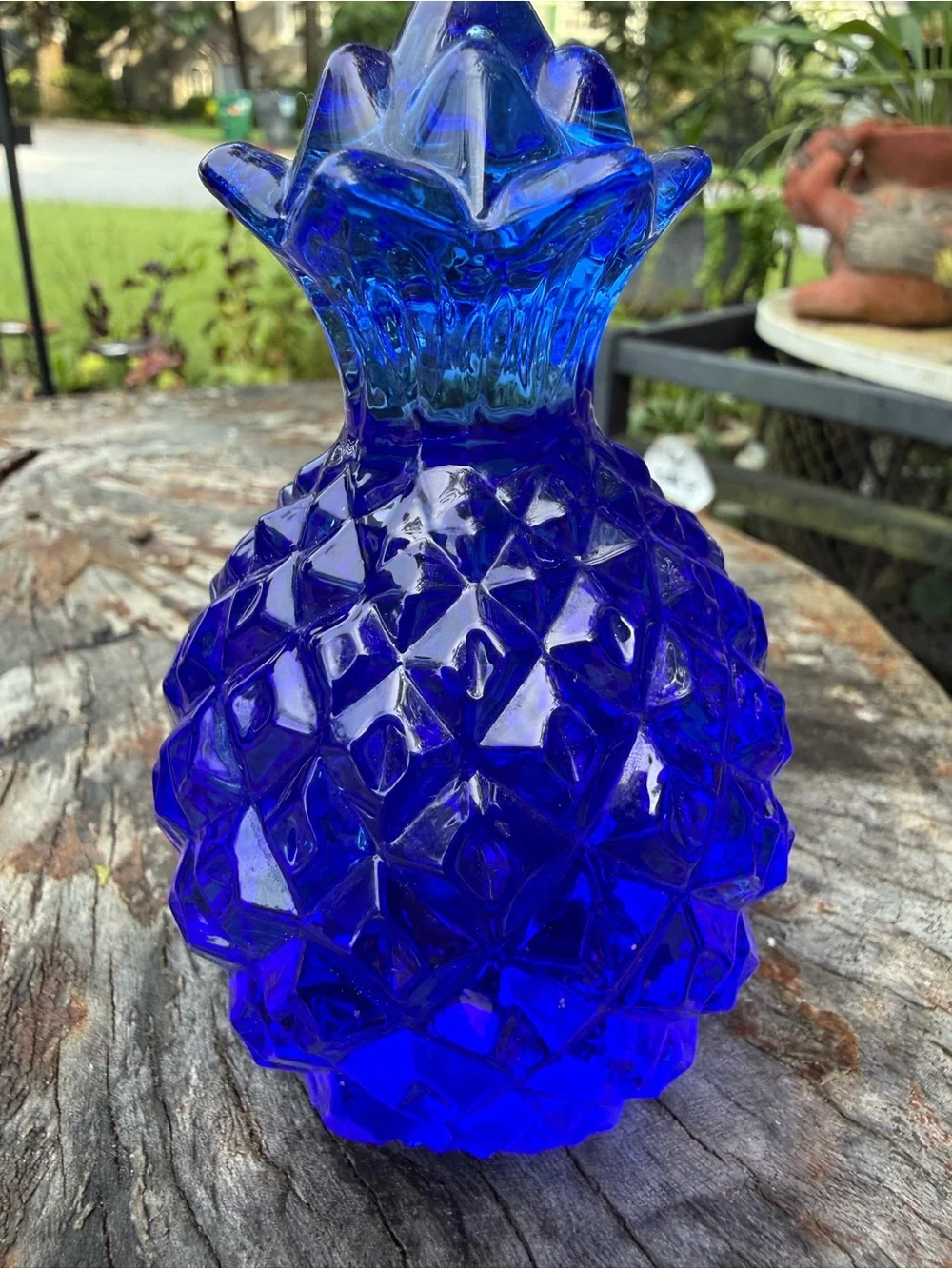 Cobalt Blue Glass Pineapple Decorative Accent
